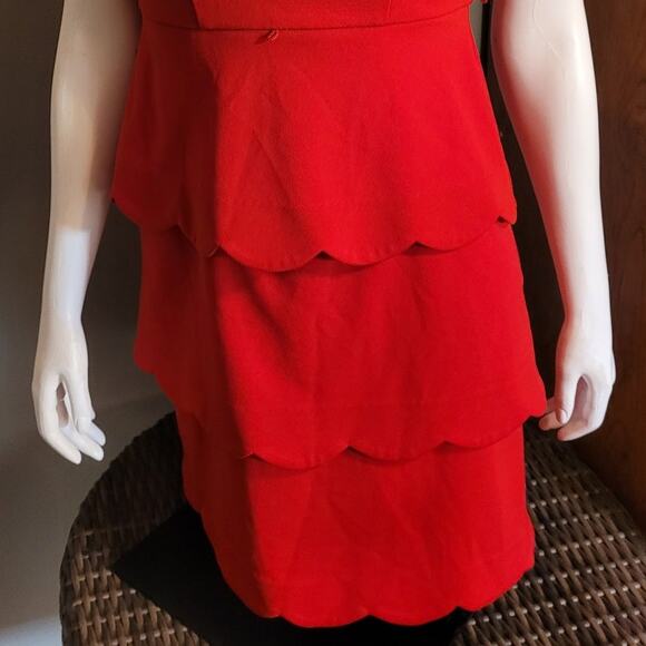 Alyx Petite Womens 2P Red Tiered Ruffle Tulip Hem Layered Cocktail Party Dress - Picture 2 of 11